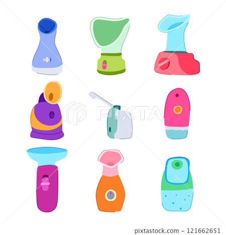 facial steamer set cartoon vector illustration 121662651