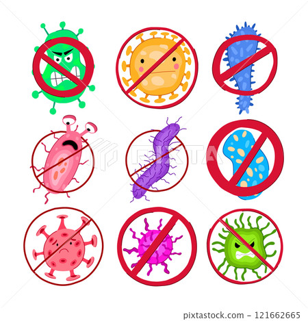anti bacteria set cartoon vector illustration 121662665