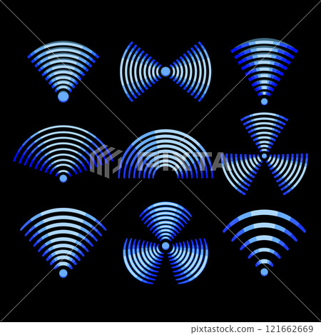 wireless signal wave set cartoon vector illustration 121662669