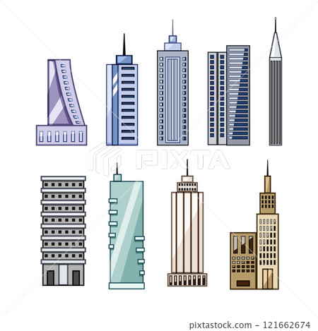 skyscraper set cartoon vector illustration skyscraper set cartoon vector illustration 121662674