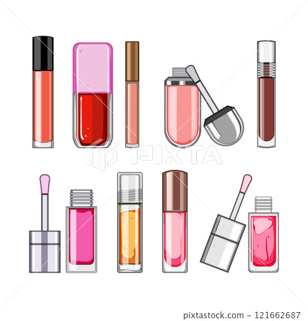 lip gloss set cartoon vector illustration 121662687