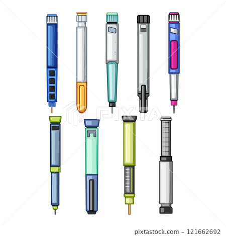 insulin pen set cartoon vector illustration insulin pen set cartoon vector illustration 121662692