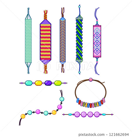friendship bracelet set cartoon vector illustration 121662694