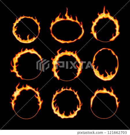 circle fire set cartoon vector illustration 121662703