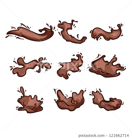chocolate splash set cartoon vector illustration chocolate splash set cartoon vector illustration 121662714