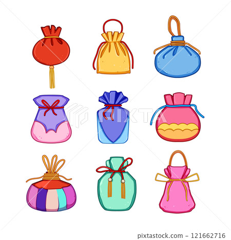 chinese lucky bag set cartoon vector illustration chinese lucky bag set cartoon vector illustration 121662716