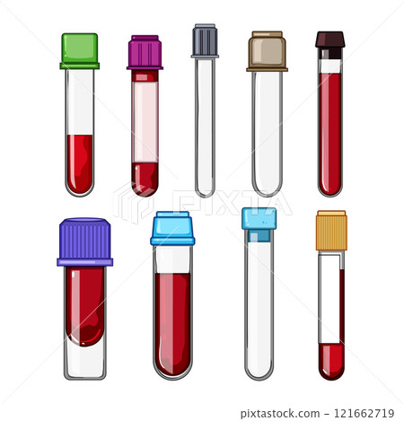 blood test vial set cartoon vector illustration 121662719