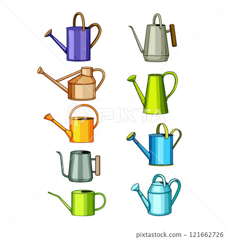 watering can metal set cartoon vector illustration 121662726