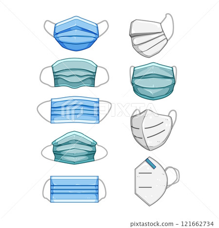 surgical mask set cartoon vector illustration 121662734