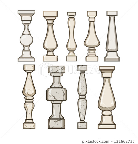 stone balustrade set cartoon vector illustration 121662735