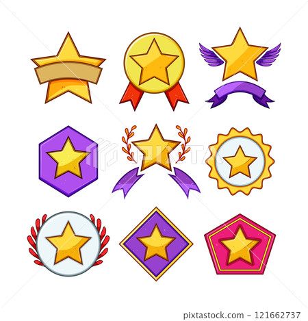 star badge set cartoon vector illustration 121662737