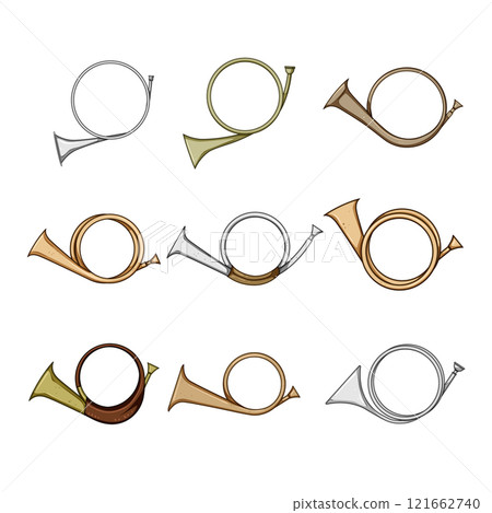 post horn set cartoon vector illustration 121662740