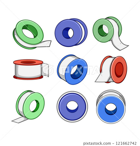 pipe seal tape set cartoon vector illustration 121662742