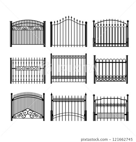 park fence set cartoon vector illustration 121662745