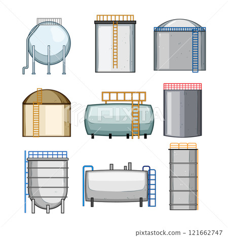 oil tank storage set cartoon vector illustration 121662747