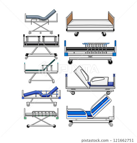hospital bed set cartoon vector illustration 121662751