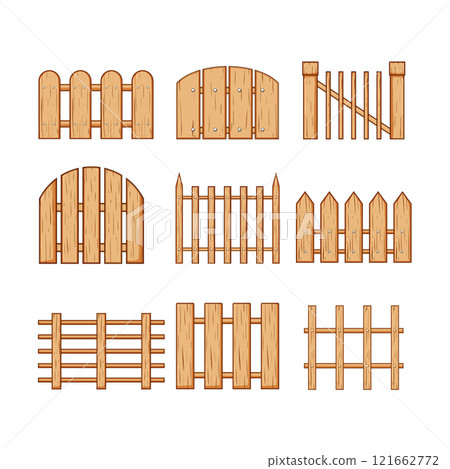 fence wood set cartoon vector illustration fence wood set cartoon vector illustration 121662772