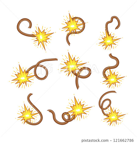 dynamite fuse set cartoon vector illustration 121662786