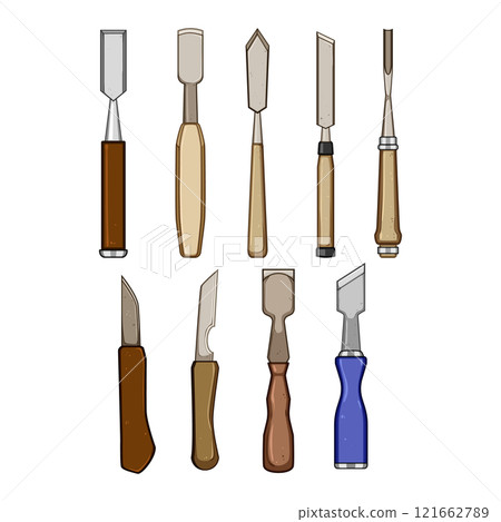chisel carving set cartoon vector illustration 121662789