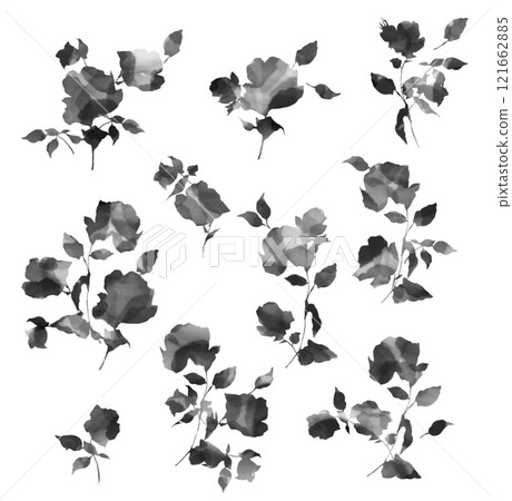 A collection of beautiful flowers drawn with watercolor techniques, A collection of beautiful flowers drawn with watercolor techniques, 121662885