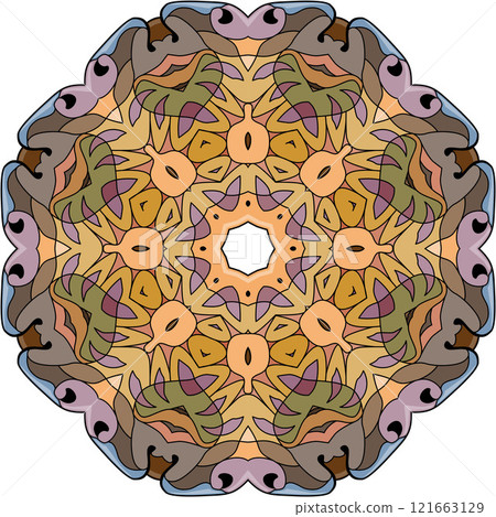 Colorful cute Mandala. Decorative unusual round ornaments. Colorful cute Mandala. Decorative unusual round ornaments. 121663129