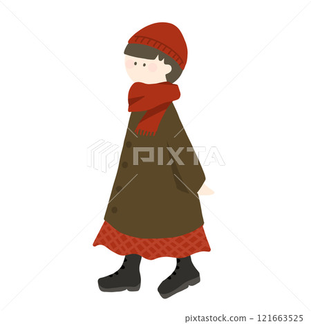 走在外套的婦女 121663525