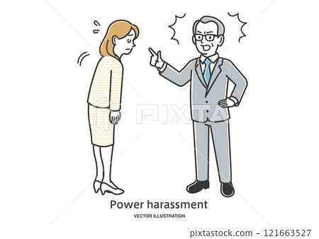 Female office worker subjected to power harassment by her boss Female office worker subjected to power harassment by her boss 121663527