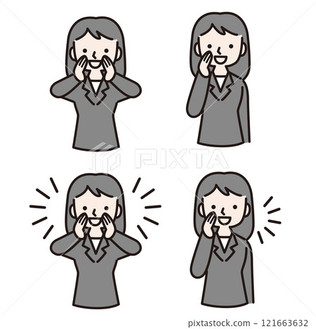 A woman in a suit calling out with a smile: Illustration material 121663632