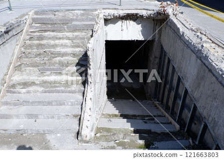Demolition site of the basement of a building 121663803