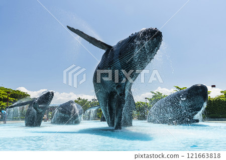 View of the Whale Water Square at the National Museum of Marine Biology and Aquarium in Kenting National Park of Pingtung, Taiwan. 121663818