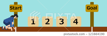 實現目標的路線圖插圖(女商人) 實現目標的路線圖插圖(女商人) 121664190