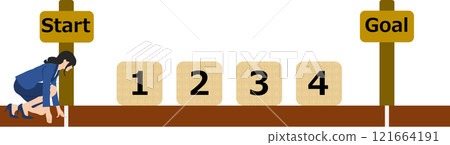 實現目標的路線圖插圖(女商人) 實現目標的路線圖插圖(女商人) 121664191