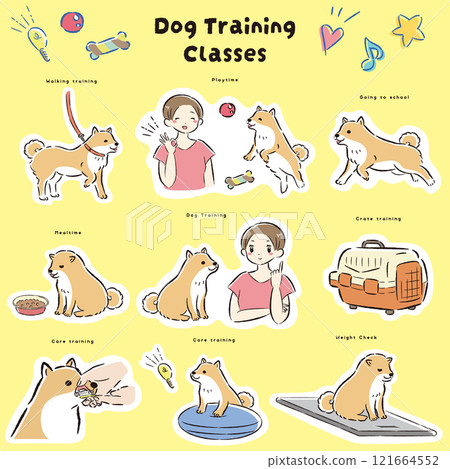 狗幼兒園的圖像插圖（訓練班、訓狗師、狗學校） 121664552