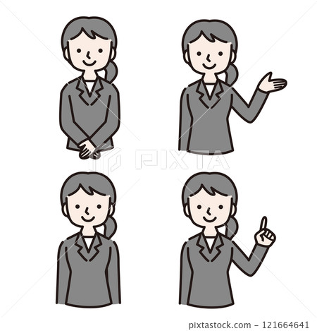 穿著西裝的女人表現出多種手勢:插畫素材 穿著西裝的女人表現出多種手勢:插畫素材 121664641
