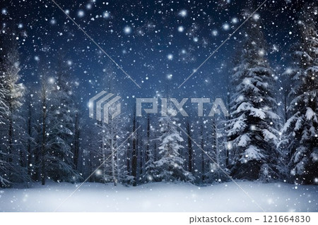 Snowy forest background material 01 121664830