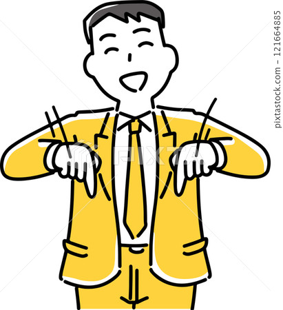 商人用雙手指向下方 121664885