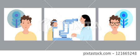 Eye exam in clinic Eye exam in clinic 121665248