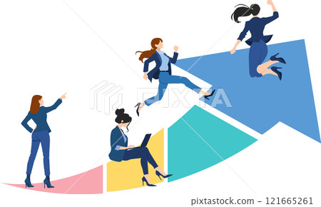 實現目標的路線圖插圖（女商人） 121665261