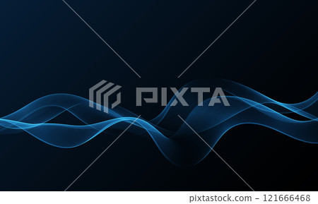 Abstract blue wave flow on dark background. 121666468