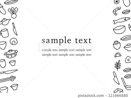 Hand-drawn Japanese tableware frame 121666880