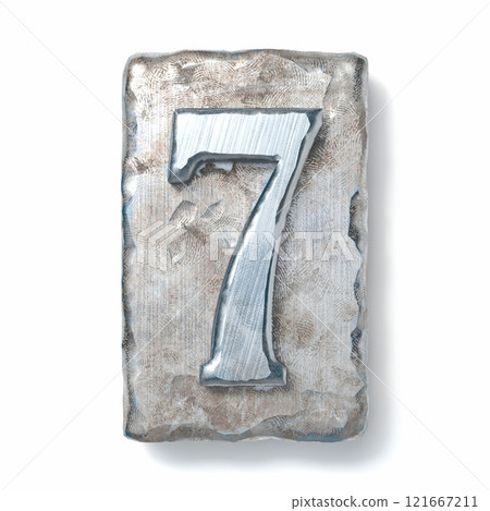 Aged metal letterpress Number 7 SEVEN 3D Aged metal letterpress Number 7 SEVEN 3D 121667211
