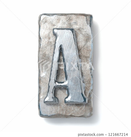Aged metal letterpress Letter A 3D 121667214