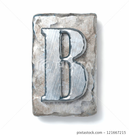 Aged metal letterpress Letter B 3D 121667215