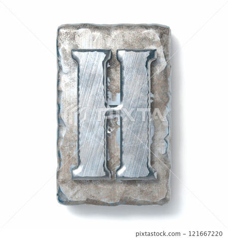 Aged metal letterpress Letter H 3D 121667220