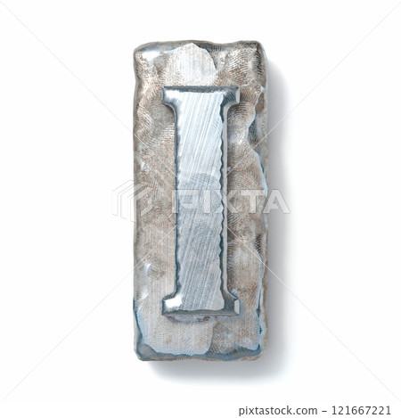 Aged metal letterpress Letter I 3D Aged metal letterpress Letter I 3D 121667221