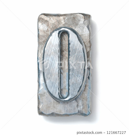 Aged metal letterpress Letter O 3D Aged metal letterpress Letter O 3D 121667227