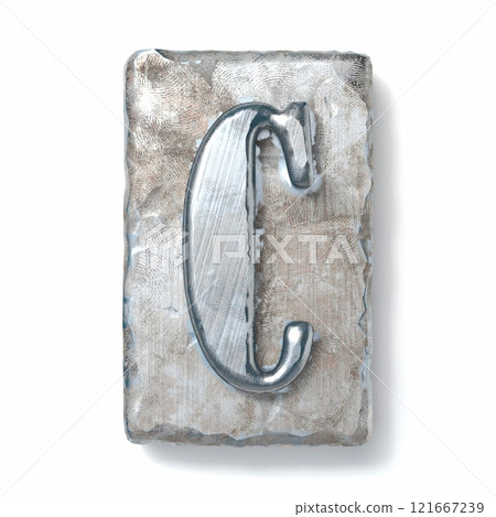Aged metal letterpress Letter C 3D Aged metal letterpress Letter C 3D 121667239