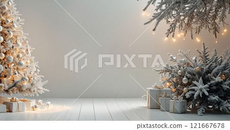 pine tree branch with snow 121667678