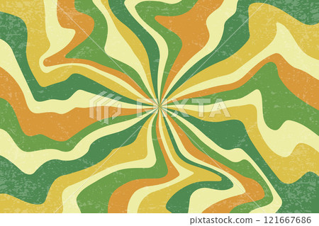 Retro swirl rays background. Vector psychedelic pattern with groovy texture. Sun burst bg with radial twirl stripes. Vintage wavy hypnotic vortex. 70s green comic illustration Retro swirl rays background. Vector psychedelic pattern with groovy texture. Sun burst bg with radial twirl stripes. Vintage wavy hypnotic vortex. 70s green comic illustration 121667686