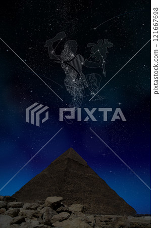 Orion and the Pyramids (Constellation illustration) Orion and the Pyramids (Constellation illustration) 121667698